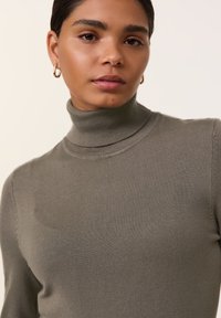 Taifun LANGARM RUND BASIC MIT ROLLKRAGEN - Strickpullover - wood