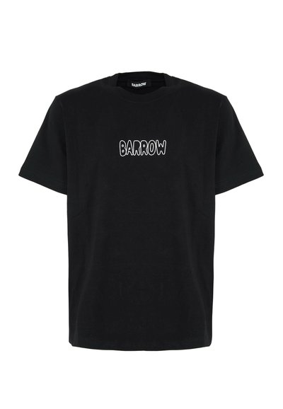 T-shirt in cotone nero con maniche corte e scollo rotondo. Presenta la parola "BARROW" in bianco, con carattere stilizzato sul fronte.