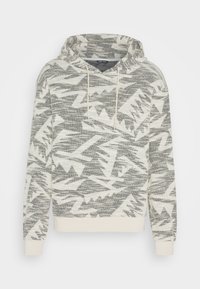 HOODIE RELAXED FIT WITH LOGOED BADGE - Jersey con capucha - ecru