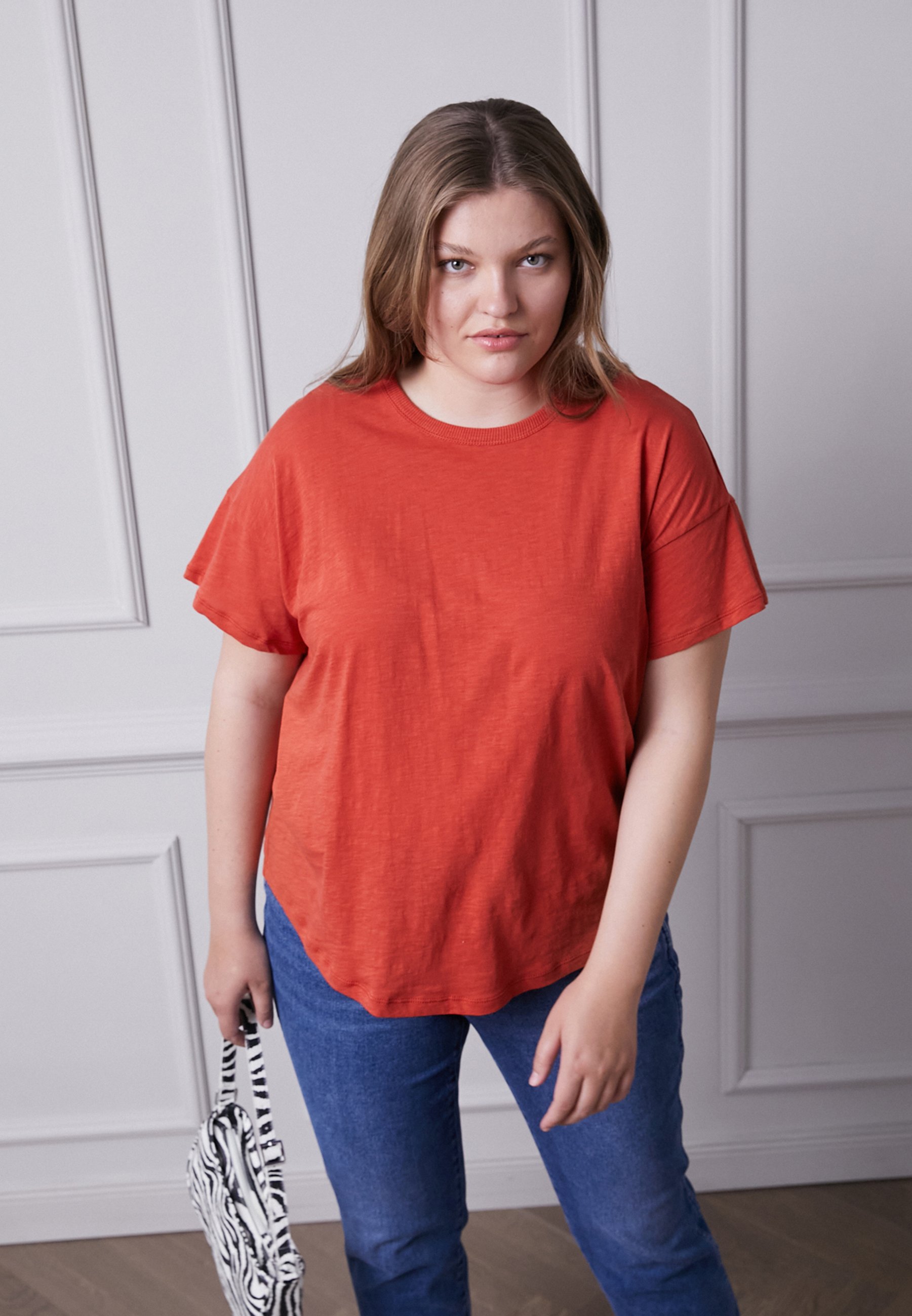 Madewell PLUS SORREL WHISPER CREWNECK TEE - T-Shirt basic - fresh chili/rot  - Zalando.de
