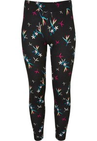 Urban Classics - SOFT AOP - Legging - blackfloret Miniatuurafbeelding 1