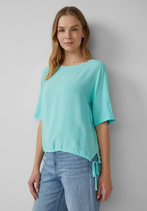 s.Oliver GEMUSTERTES IM O-SHAPE MIT TUNNELZUG AM SAUM - Blouse - türkis