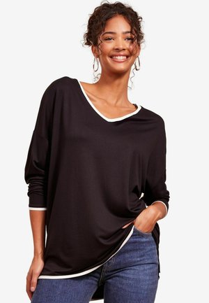 Friends Like These V-NECK LONG SLEEVE TIPPED - Langarmshirt - black