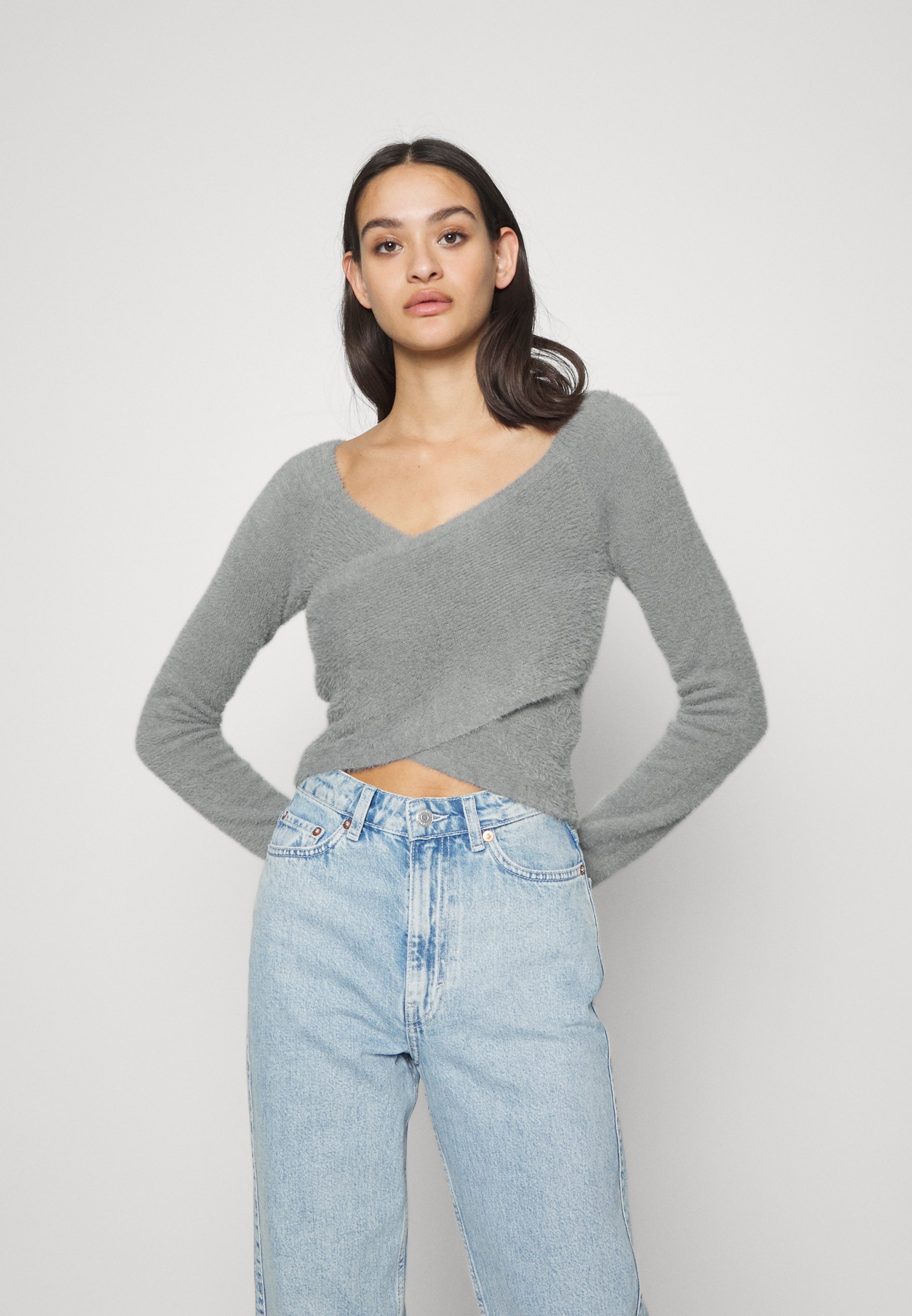 grey wrap jumper