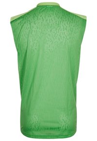 Zelený sportovní dres bez rukávů s texturovaným vzorem a zaobleným výstřihem. Vyroben z lehké, prodyšné tkaniny.