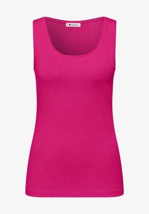 Lyserød ærmeløs tanktop med rund udskæring, glat stof og Street One mærke inde i kraven.