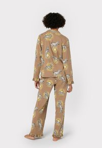 Chelsea Peers FRILL ZEBRA PRINT LONG SET - Pyjama - brown