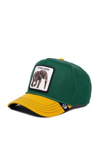 Gorra verde con visera amarilla, que cuenta con un parche de elefante etiquetado como "EXTRA GRANDE". Tejido duradero con forma estructurada y acentos cosidos.