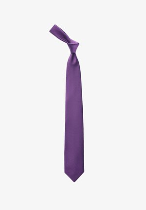 Lila slips med slät tyg och avsmalnande ände. Har en enkel knut upptill och en jämn textur hela vägen.