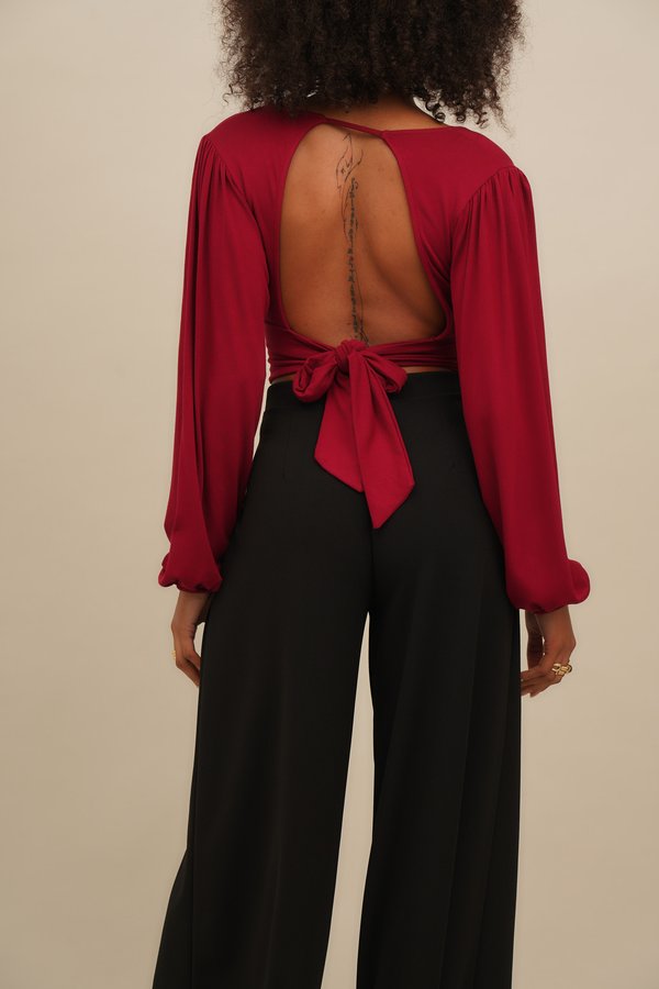 CRISSY BACKLESS - Long sleeved top - wine4