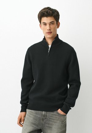 Next, TALL FIT - QUARTER ZIP JUMPER - Strickpullover - black