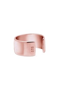 Anello a cuff in oro rosa realizzato in argento sterling 925, con una superficie liscia e lucida e un design semplice e moderno con un bordo piatto.