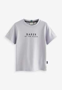 Gai violet t-kreklu, kas izgatavots no kokvilnas, ar apaļu kakla izgriezumu, īsām piedurknēm un melnu tekstu "BAKER BY TED BAKER" priekšpusē.