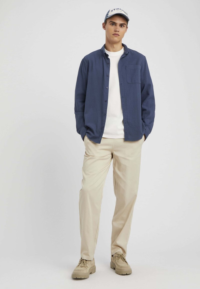 BZB TEXTURÉE UNIE DROITE - Chemise - bleu foncé