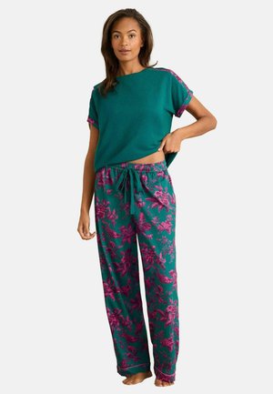 SET - Pyžamová súprava - green and pink floral