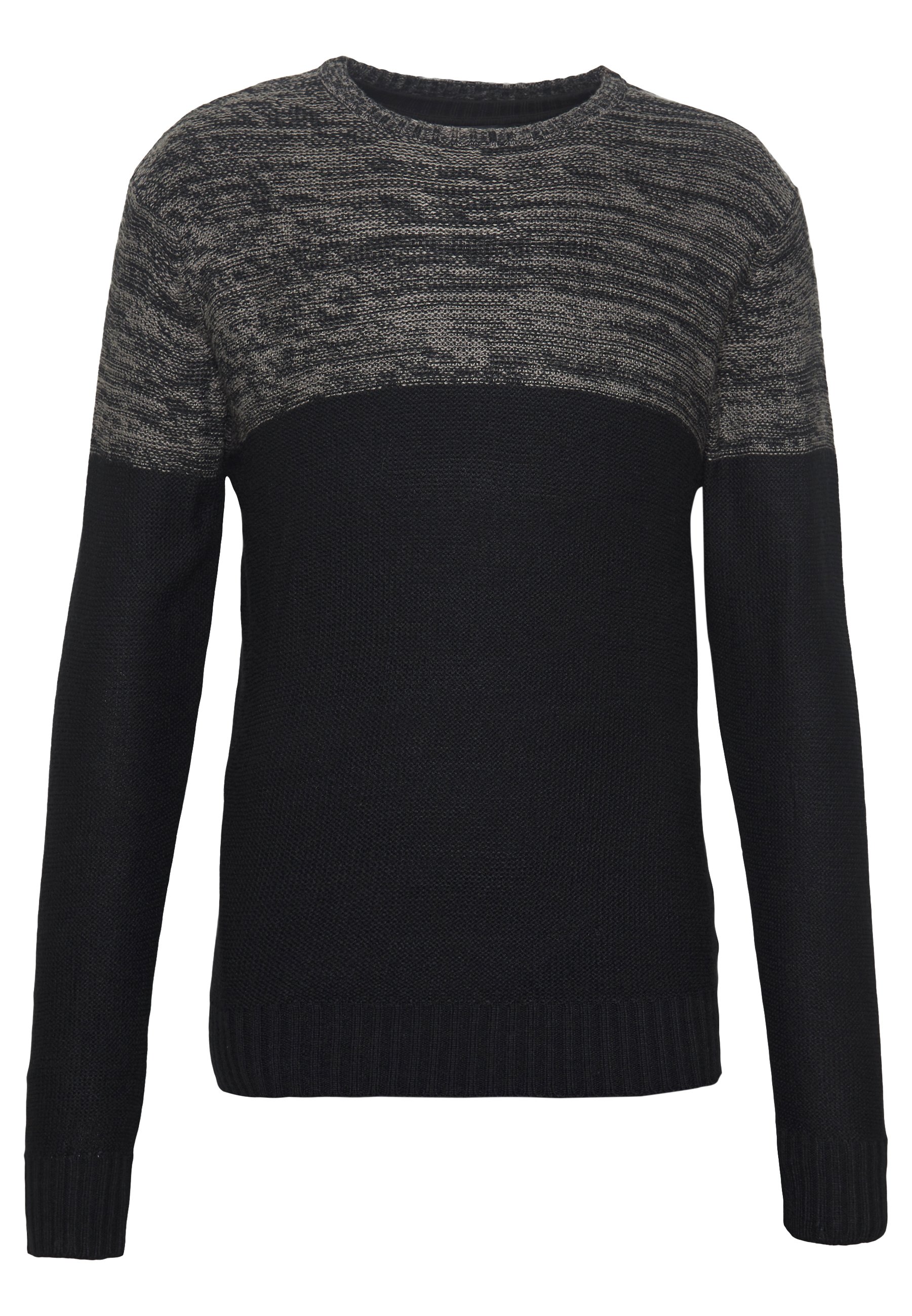 Brave Soul ROLAND Strikkegenser blackcharcoal twist Brave Soul ARMAND - Strikkegenser - slate grey/neon yellow