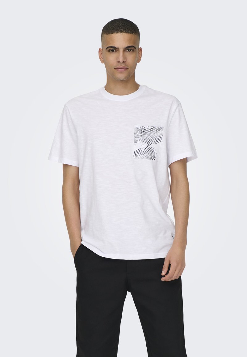 Only & Sons ONSPERRY LIFE LEAF POCKET TEE - T-shirt print - bright white