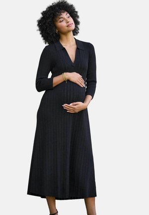 REGULAR FIT MATERNITY POINTELLE - Gebreide jurk - black