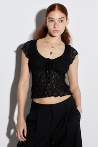BDG Urban Outfitters QUINN CAP SLEEVE - Top - charcoal
