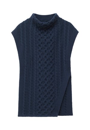 & OTHER STORIES, & OTHER STORIES CABLE-KNIT MOCK NECK VEST - T-shirt imprimé - dark blue