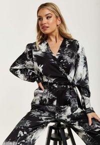Liquorish MONO ABSTRACT PRINT WITH LONG SLEEVES - Jumpsuit - black