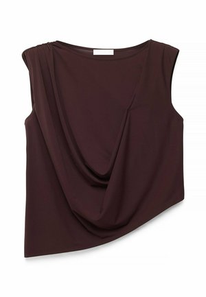 NA-KD, DRAPED SHARP SHOULDER TOP - Camiseta estampada - brown