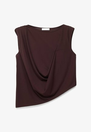 NA-KD, DRAPED SHARP SHOULDER TOP - T-shirt print - brown