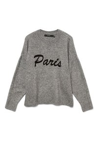 VMBOOM LS O-NECK TEXT - Jersey de punto - medium grey melange