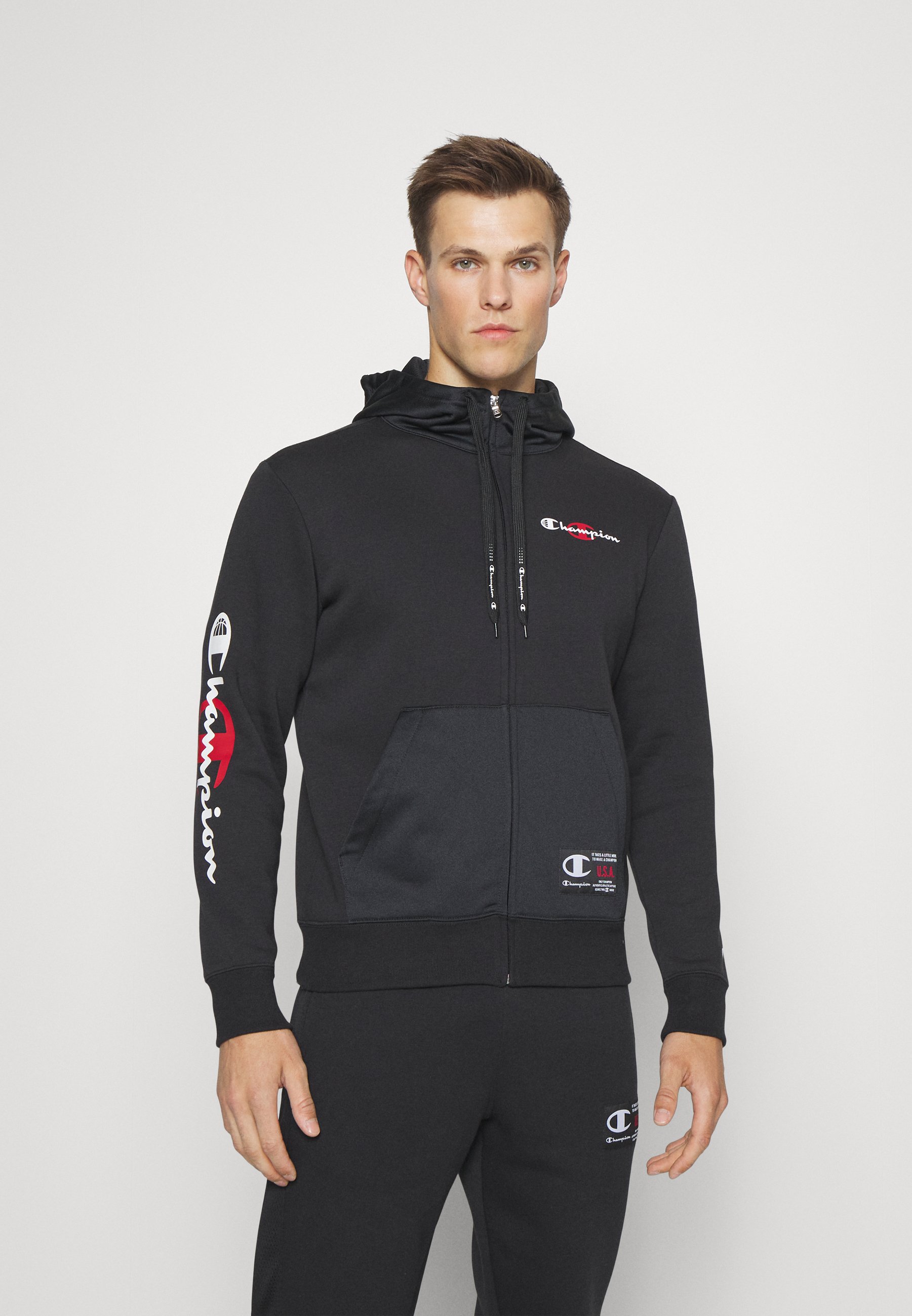 Champion BASKETBALL HOODED FULL ZIP - Zip-up sweatshirt - black - Zalando.de