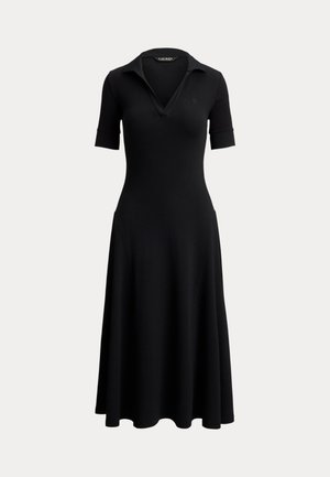 Lauren Ralph Lauren, RIB-KNIT ELBOW-SLEEVE POLO DRESS - Φόρεμα ημέρας - black