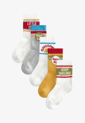 RICH 5 PACK - REGULAR FIT - Chaussettes - ecru mustard red retro slogan