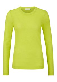 Långärmad lättviktskjorta i klar limegrön, med klassisk rund hals och ribbad textur över hela plagget. Enkel, figursydd design.