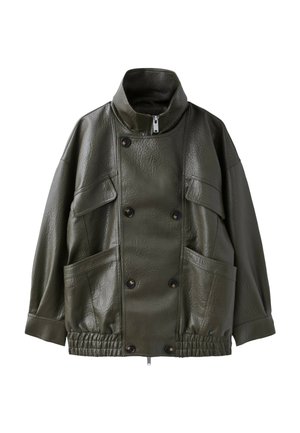 Stradivarius, Veste en similicuir - khaki