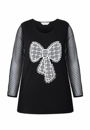 MIAMODA, LANGARMSHIRT, ZIERSCHLEIFE, MESH-ÄRMEL - Langarmshirt - black