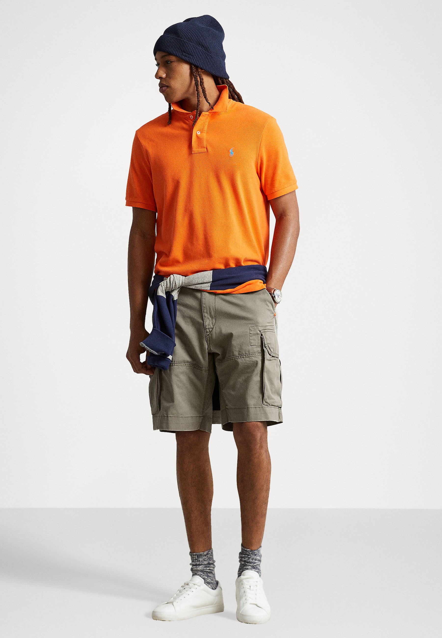 polo shirt and cargo shorts
