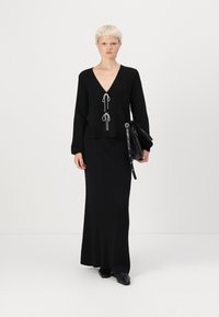 Pieces PCANNA GLITTER BOW V-NECK CARDIGAN - Kardiganas - black