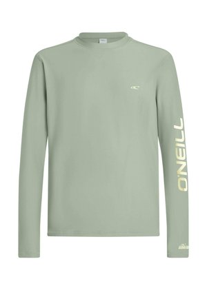 Hellgrünes Langarmhemd mit O'Neill-Logo auf der Brust und großem O'Neill-Schriftzug auf dem rechten Ärmel.