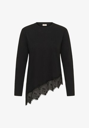 Kaffe, KAMELIS LS LACE T-SHIRT - Langarmshirt - black deep