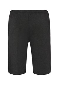 Zwarte sportieve shorts met een elastische tailleband en zijzakken. Gemaakt van een gestructureerde stof, hebben ze een ontspannen pasvorm en een knielange snit.