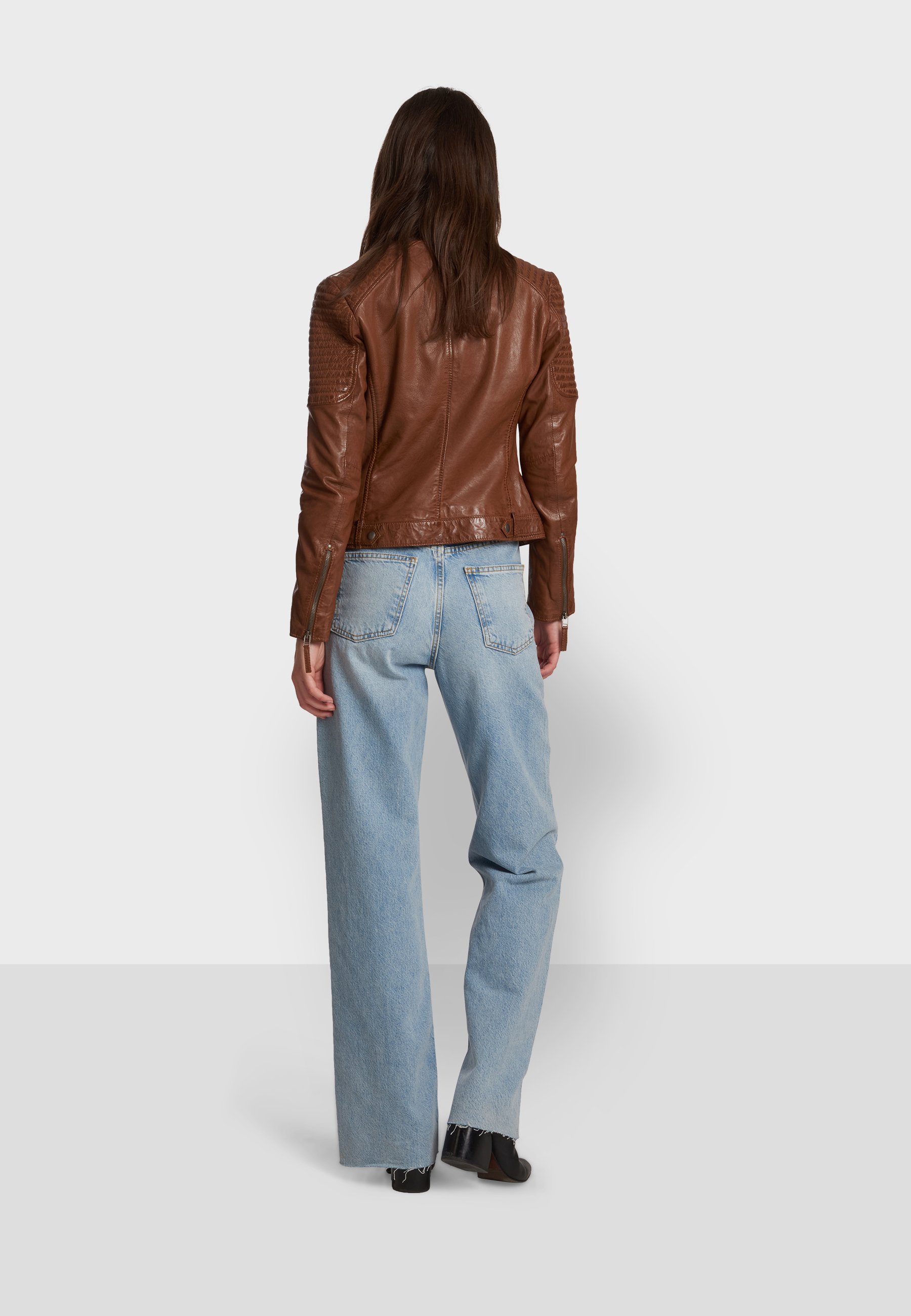 cognac color leather jacket