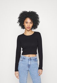 Even&Odd Petite 3 PACK - Long sleeved top - black/white/mottled grey