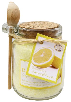 BADESALZ GRAPEFRUIT MIT SCHAFMILCH IM GLAS MIT HOLZLÖFFEL 300 G - Soap bar - gelb