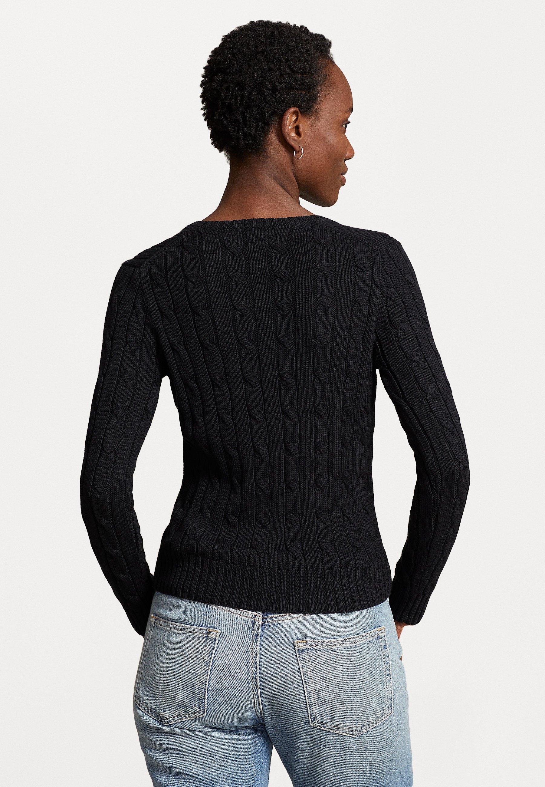 Polo Ralph Lauren CABLE KNIT COTTON V NECK SWEATER - Trui