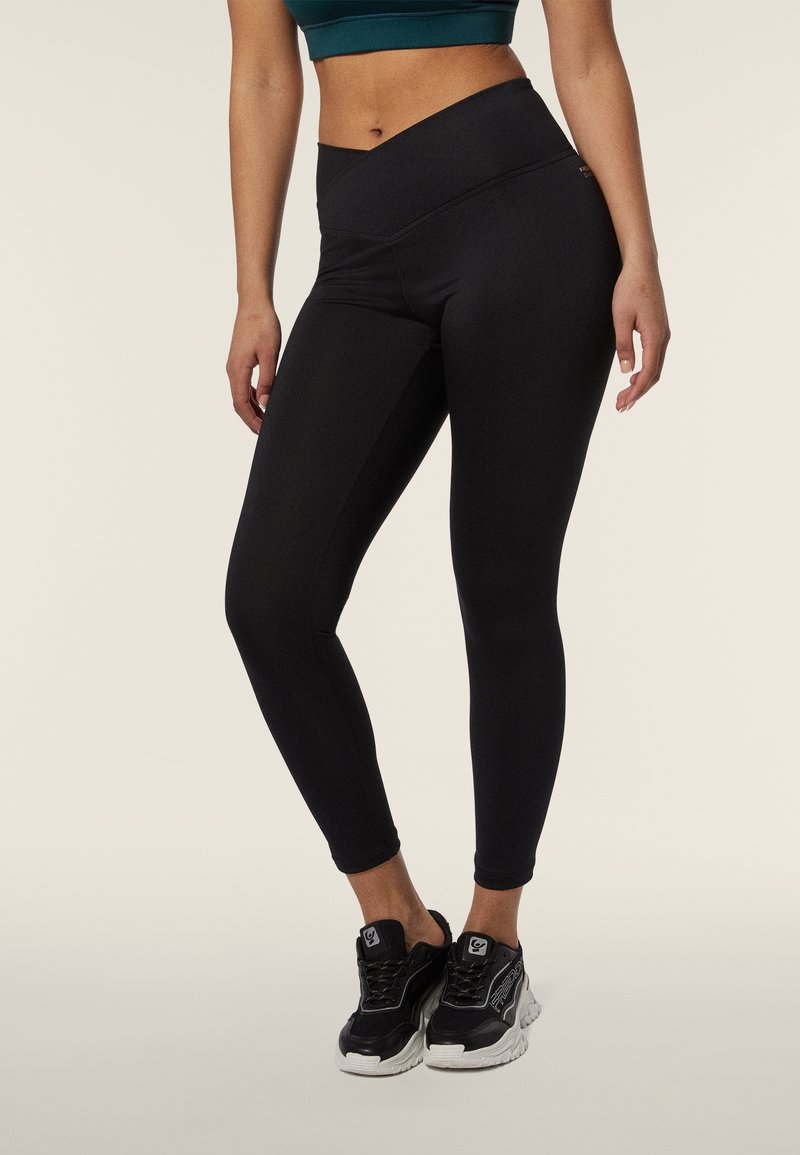 Freddy 7/8 IN TECNICO CON VITA ALTA A INCROCIO - Leggings - black dark sea