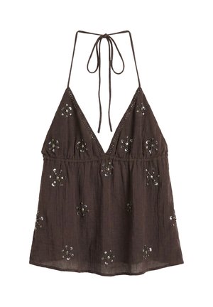 PULL&BEAR, BEADED HALTER - TOP - Débardeur - brown