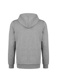 Grau Hoodie mit Kordelzugkapuze, langen Ärmeln, gerippten Bündchen und Saum, glatter Stoffoberfläche und einem schlichten Design.