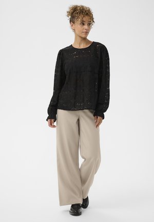 Cream, CRLIBBY FLORAL EMBROIDERY LONG SLEEVE. - Blouse - pitch black