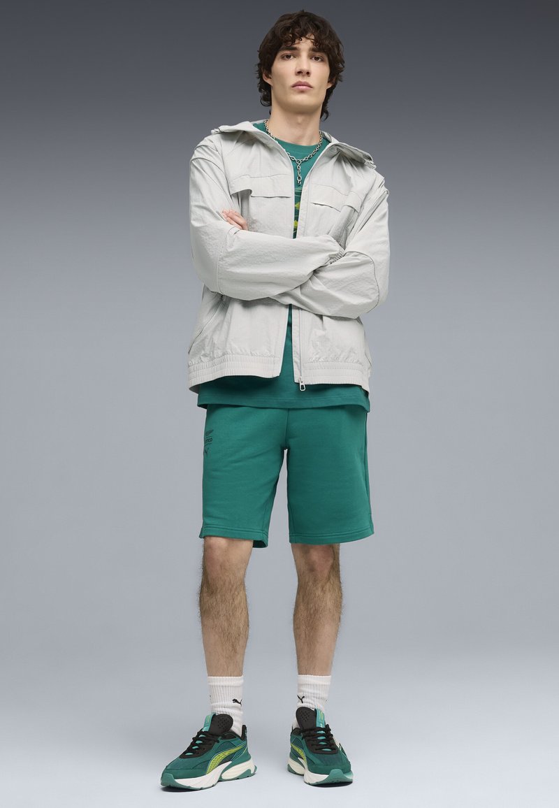 PUMA X ASTON MARTIN ARAMCO F1® TEAM ESSENTIALS SHORTS - Teplákové kalhoty - green lux