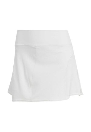 Falda atlética blanca con una cinturilla ancha y suave. Presenta un diseño acampanado y costuras para dar forma. Hecha de una tela suave y ligera.