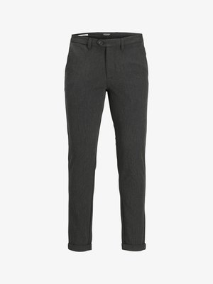 Tumed Halli ülikonnadrid, mis on valmistatud tekstureeritud kangast, nööbi kinnihoidmisega, küljetaskute ja modernse ilme saavutamiseks rullitud sääremugudega.